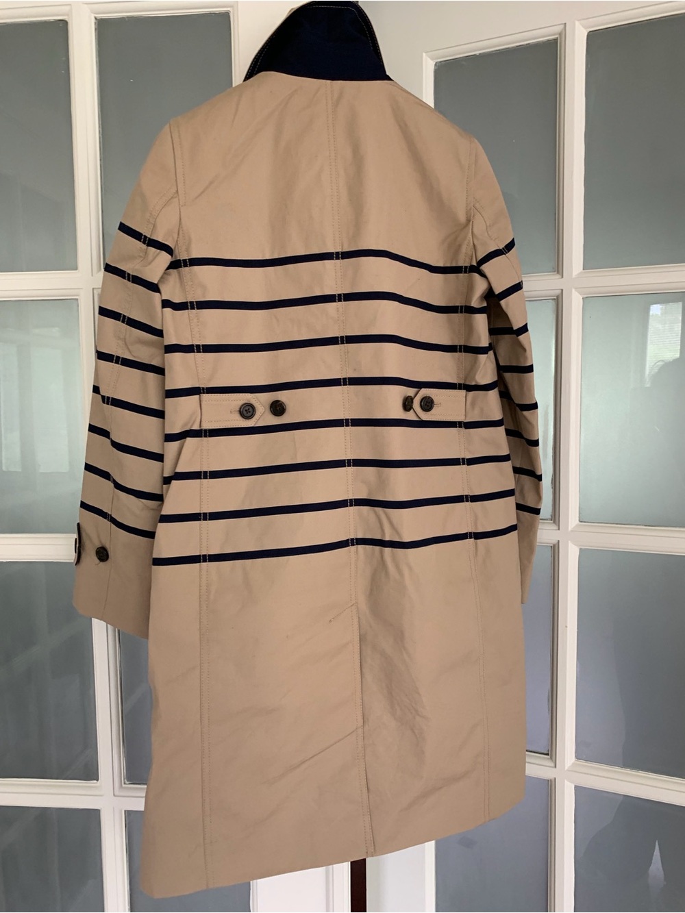 JCrew Striped Cotton Trench, 0, Tan - Picture 9 of 16
